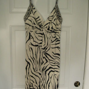 Elie Tahari "Renee" Navy White Silk Summer Dress L